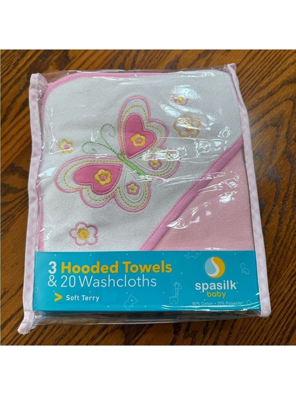 Spasilk Baby Pink Hooded Towels and Washcloths Set